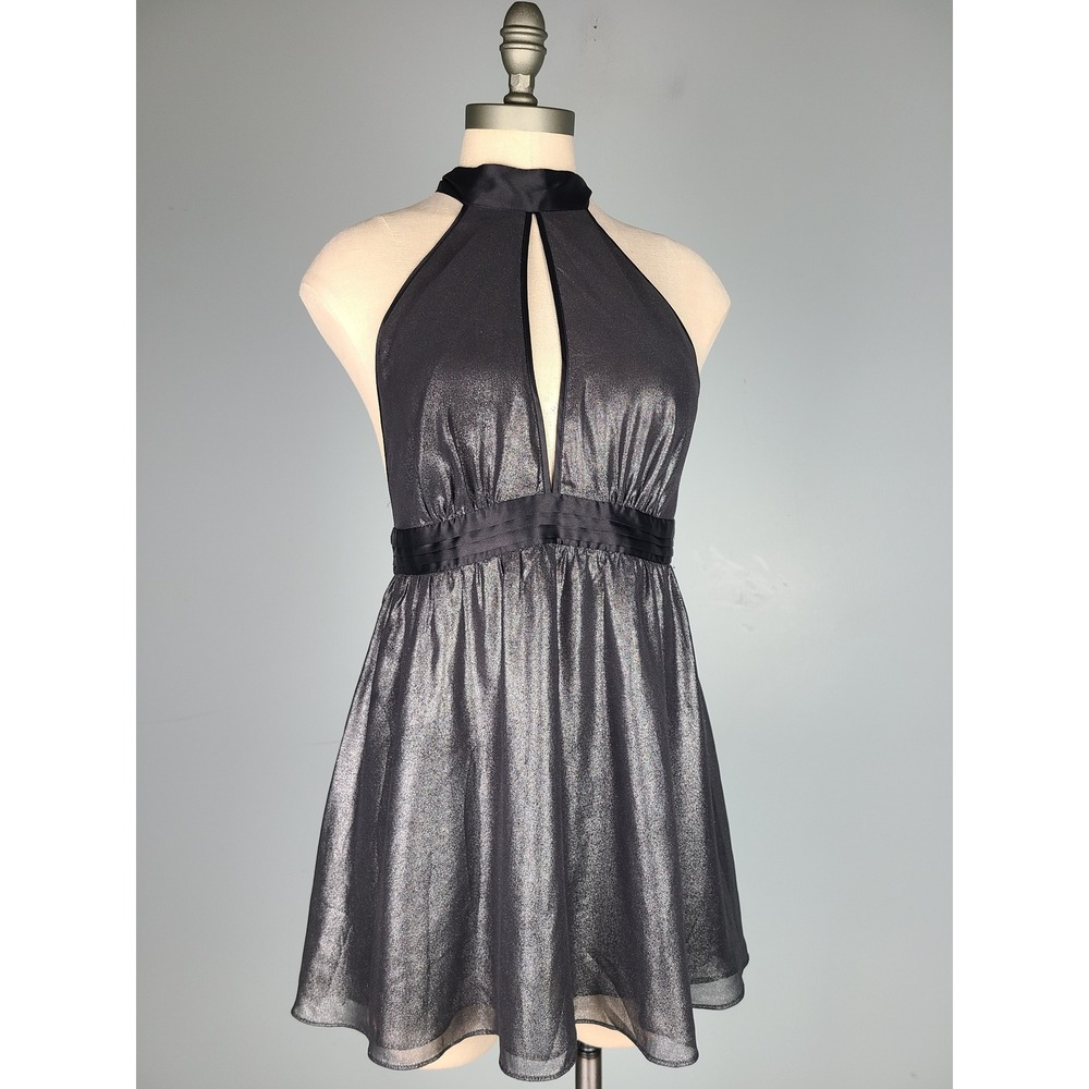 Y2K Victoria's Secret Sz S Halter Top Babydoll Black Sparkly Going Out Cybercore